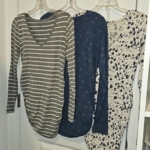 Motherhood Maternity Bundle of 3 Long Sleeve Casual Shirts Size Small & Medium